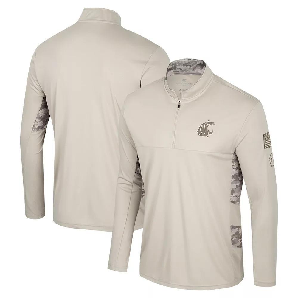 Men's Colosseum Natural Washington State Cougars OHT Military Appreciation Quarter-Zip Jacket,  Product Image
