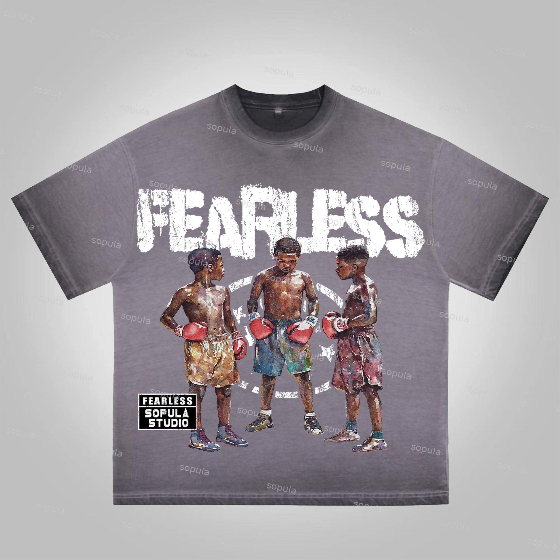 Sopula Studio Boxer Fearless Graphic Print Washed Cotton T-Shirt Product Image