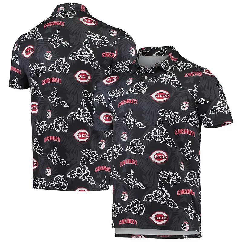 Men's Reyn Spooner Black Cincinnati Reds Performance Polo, Size: Small, Red Black Product Image