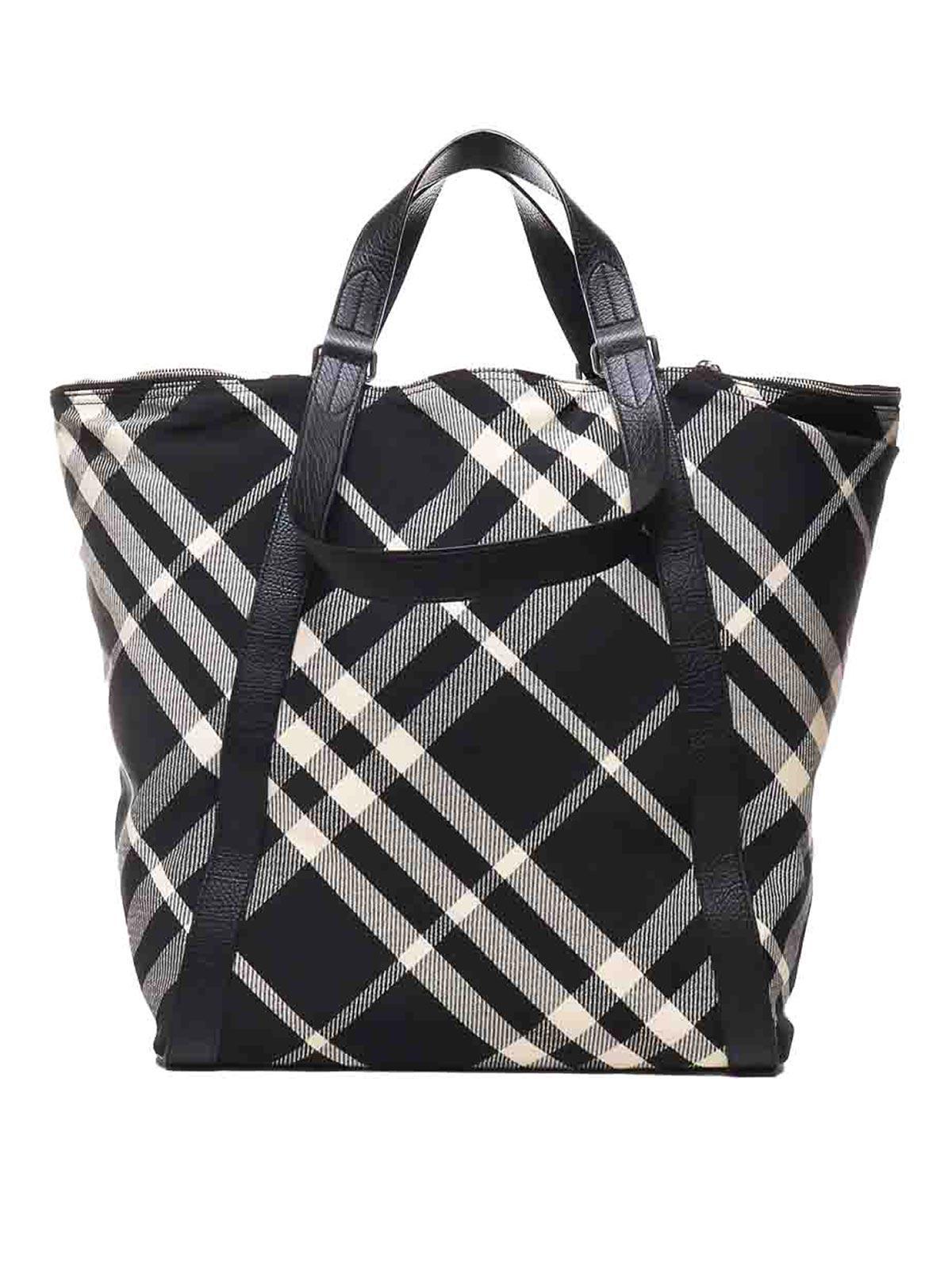 BURBERRY Check Tote Bag In Black Product Image