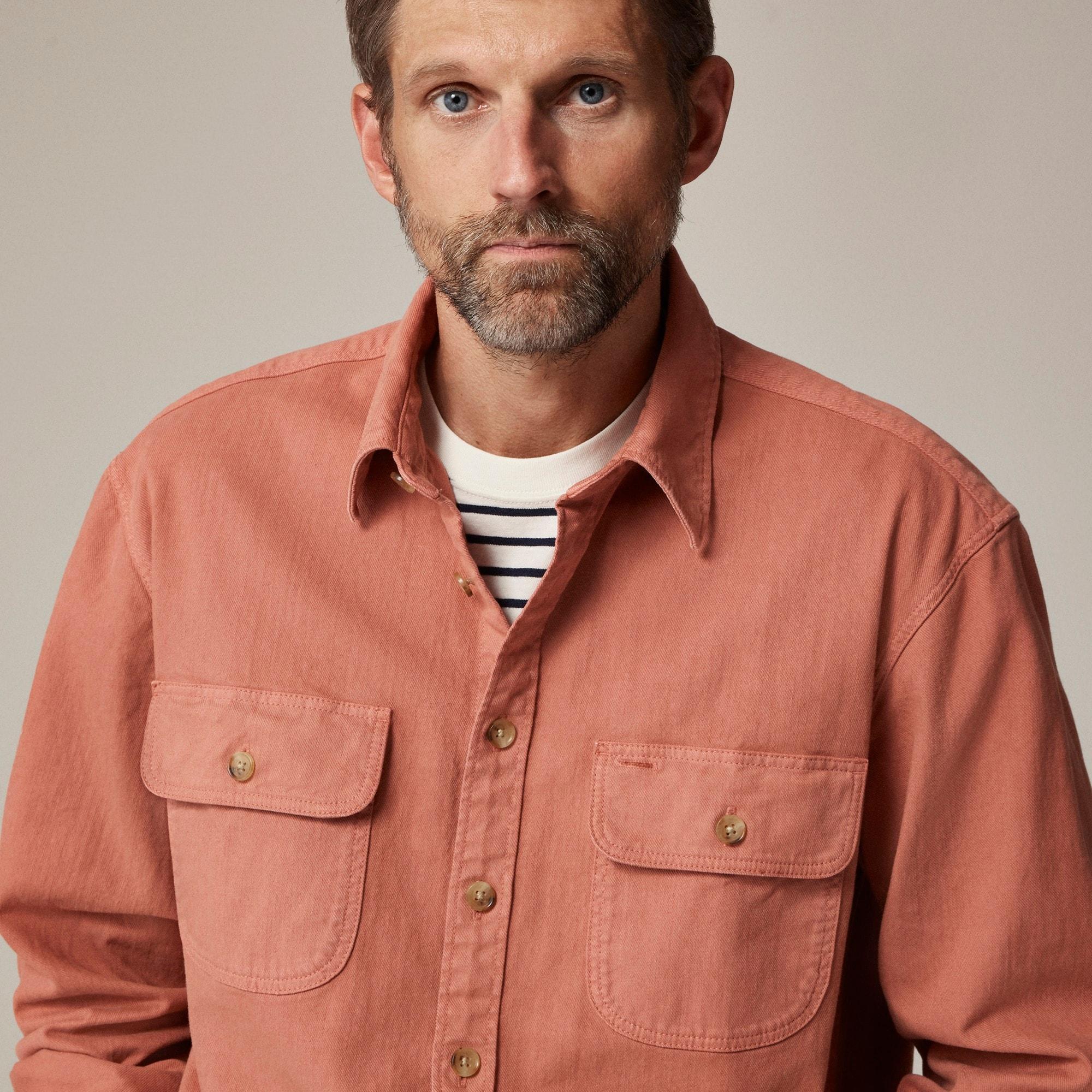 Garment-dyed twill overshirt Product Image