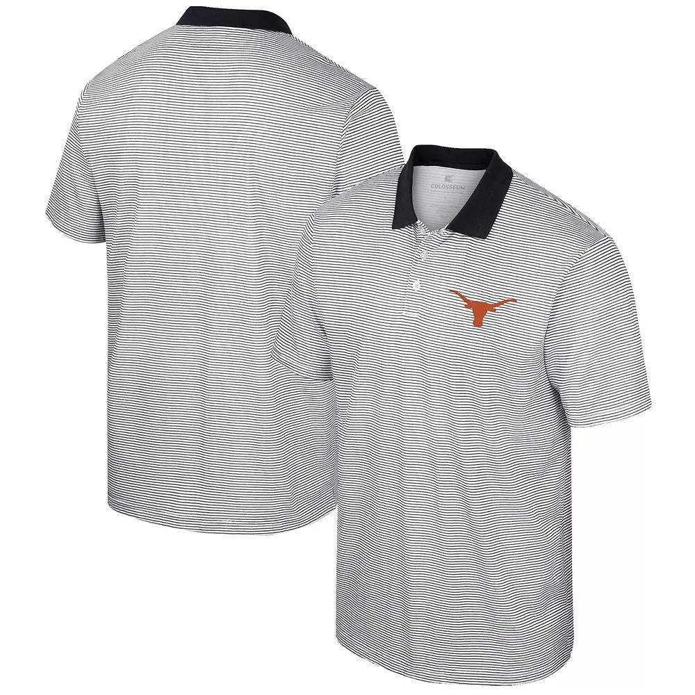Men's Colosseum White Texas Longhorns Print Stripe Polo, Size: XXL Product Image