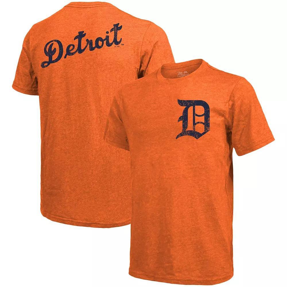 Men's Majestic Threads Orange Detroit Tigers Throwback Logo Tri-Blend T-Shirt, Size: Small Product Image