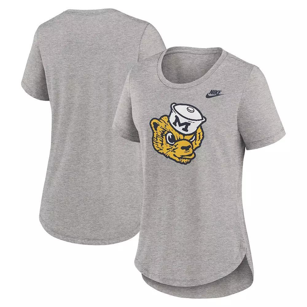 Women's Nike Heather Gray Michigan Wolverines Legacy Tri-Blend T-Shirt, Size: Large, Grey Product Image