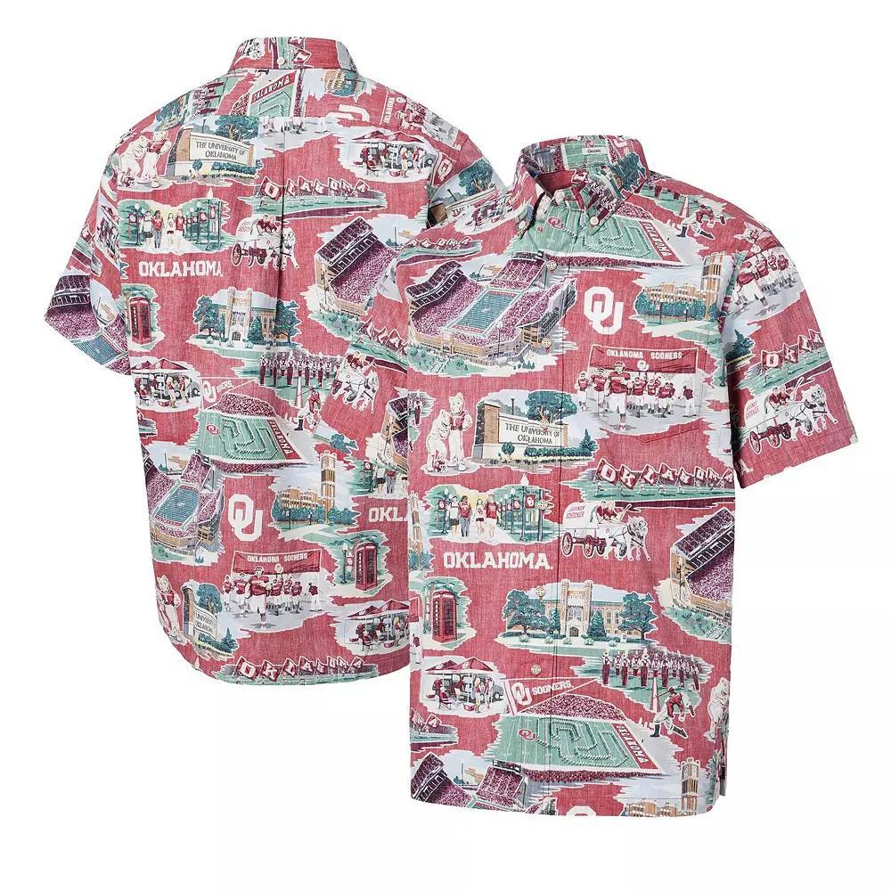 Men's Reyn Spooner  Crimson Oklahoma Sooners Scenic Button-Down Shirt, Size: Medium, Red Product Image