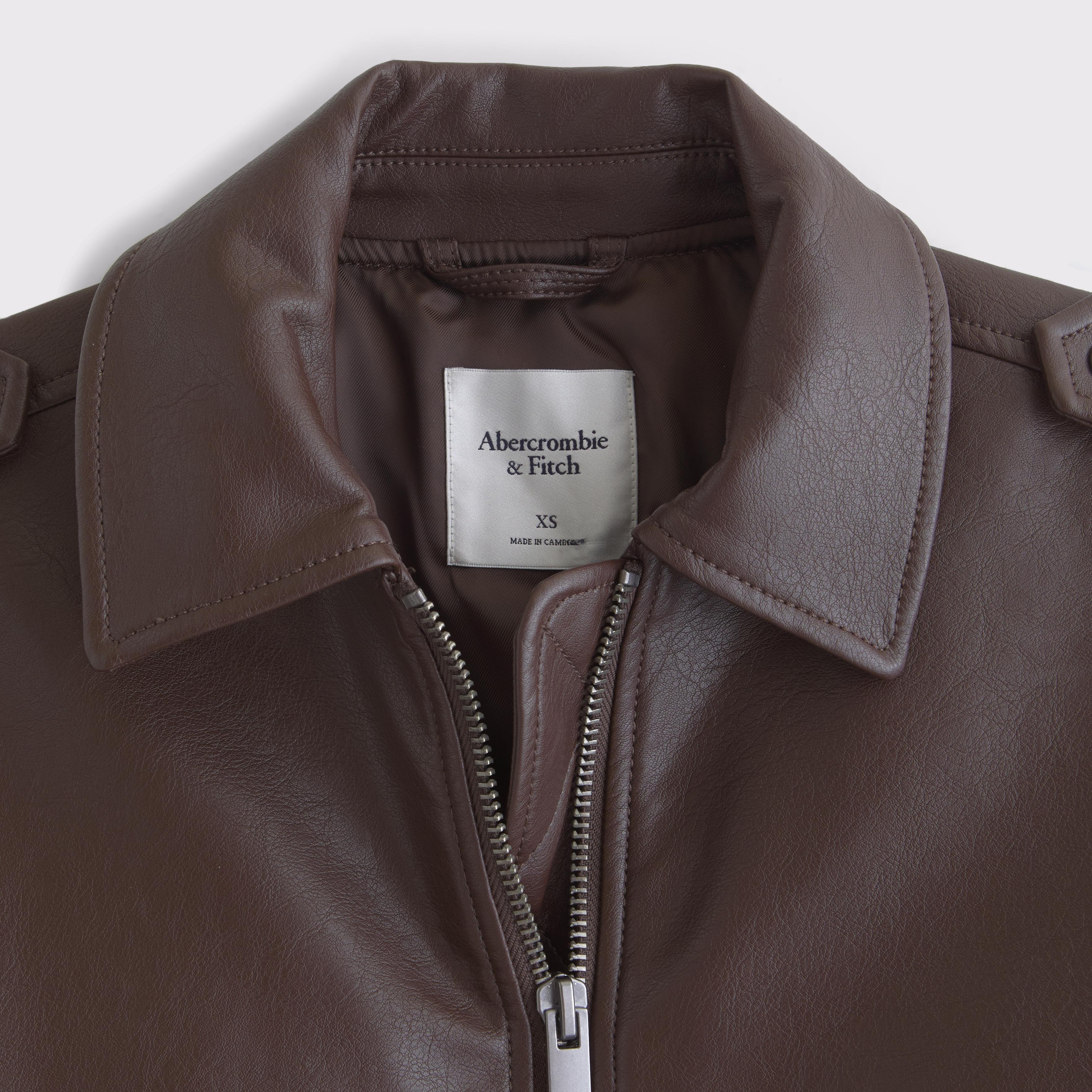 Vegan Leather Utility Bomber Jacket Product Image