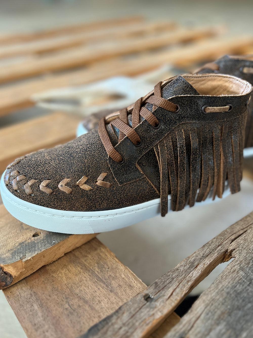 Agave Sky Leather Sneaker with Fringe Product Image