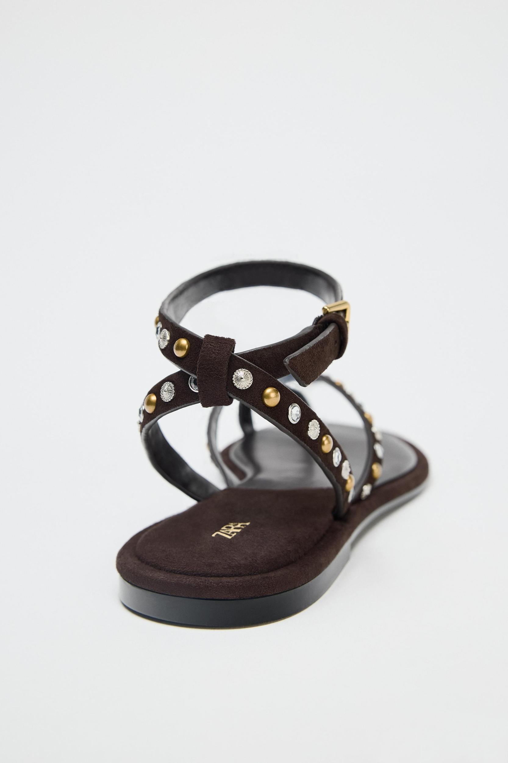 BEADED LEATHER SANDALS Product Image
