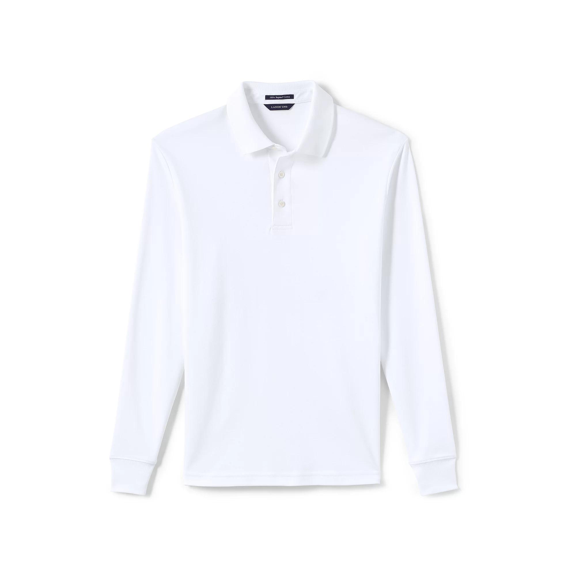 Men's Lands' End Soft Supima Polo, Size: Small, White Product Image