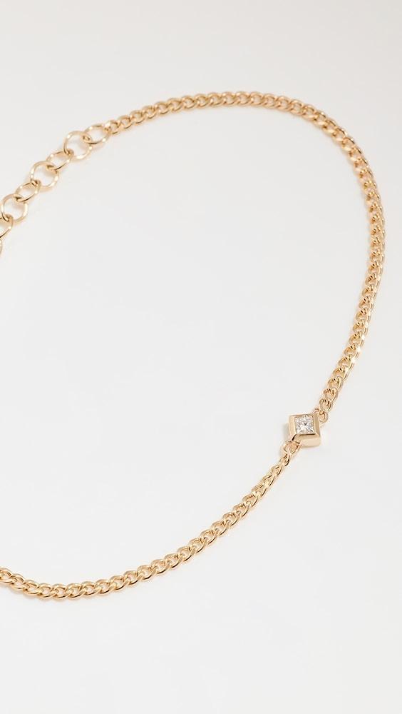 Zoe Chicco 14k Curb Chain Bracelet With Princess Cut Diamond | Shopbop Product Image