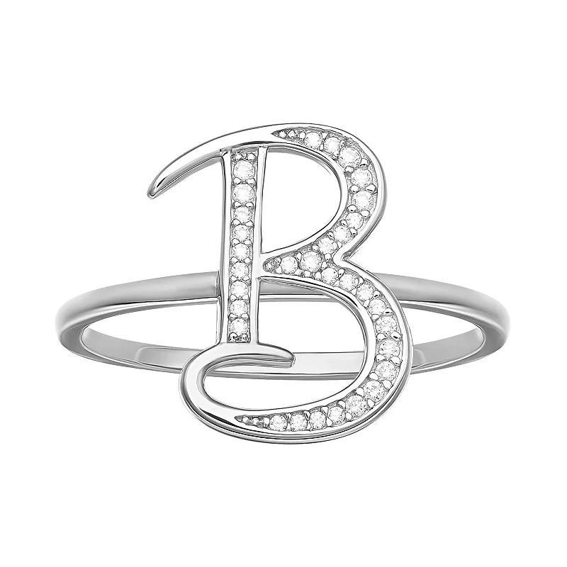 PRIMROSE Sterling Silver Cubic Zirconia Initial Ring, Women's, Size: 8, Sterling Silver X Product Image