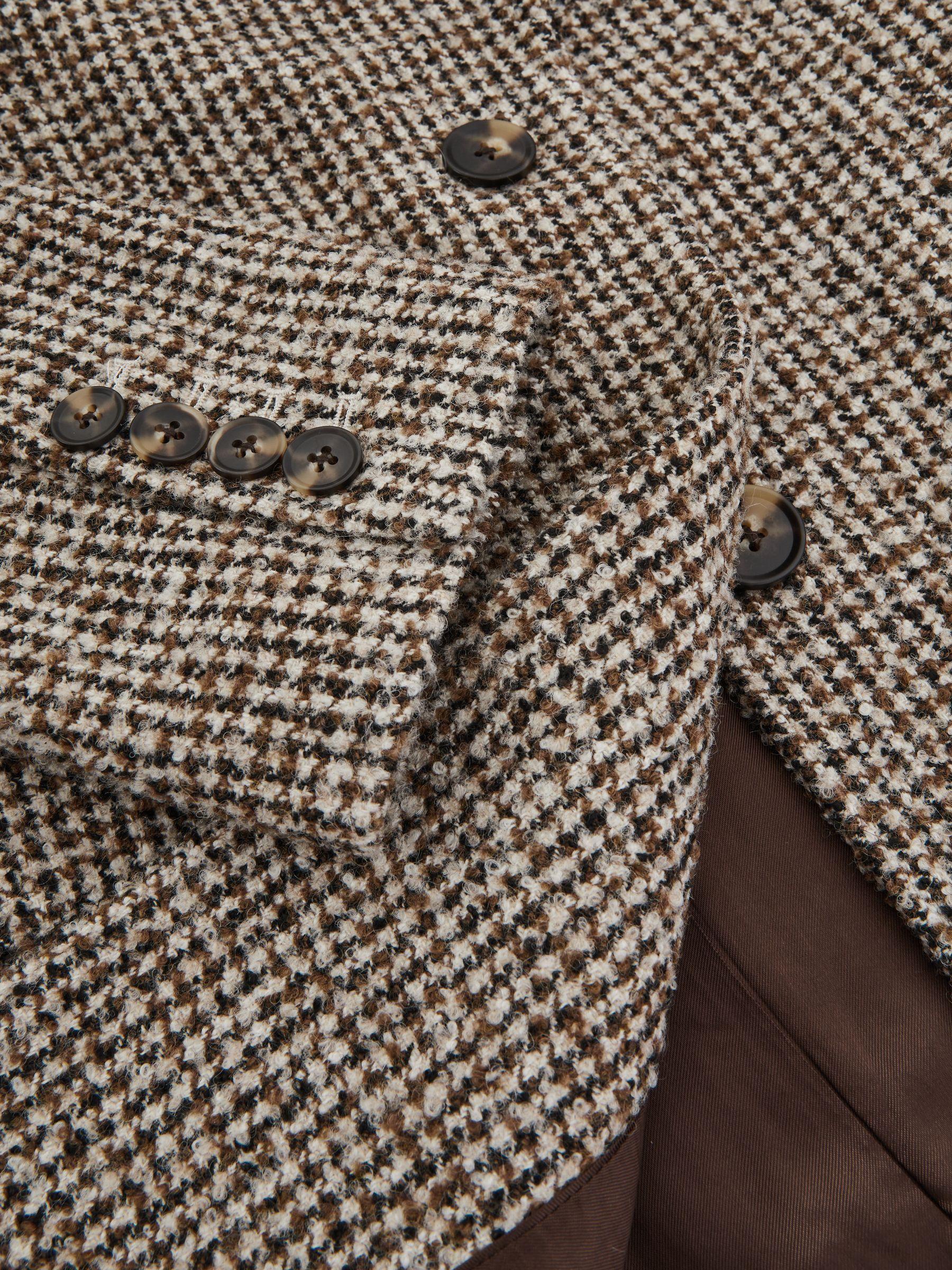 Wool-Blend Houndstooth-Check Coat in Brown Check Product Image