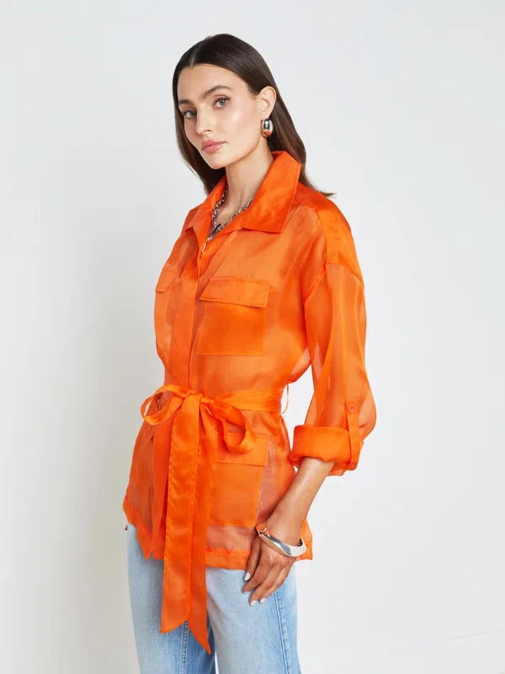 Colson Silk Organza Jacket In Pop Orange Product Image