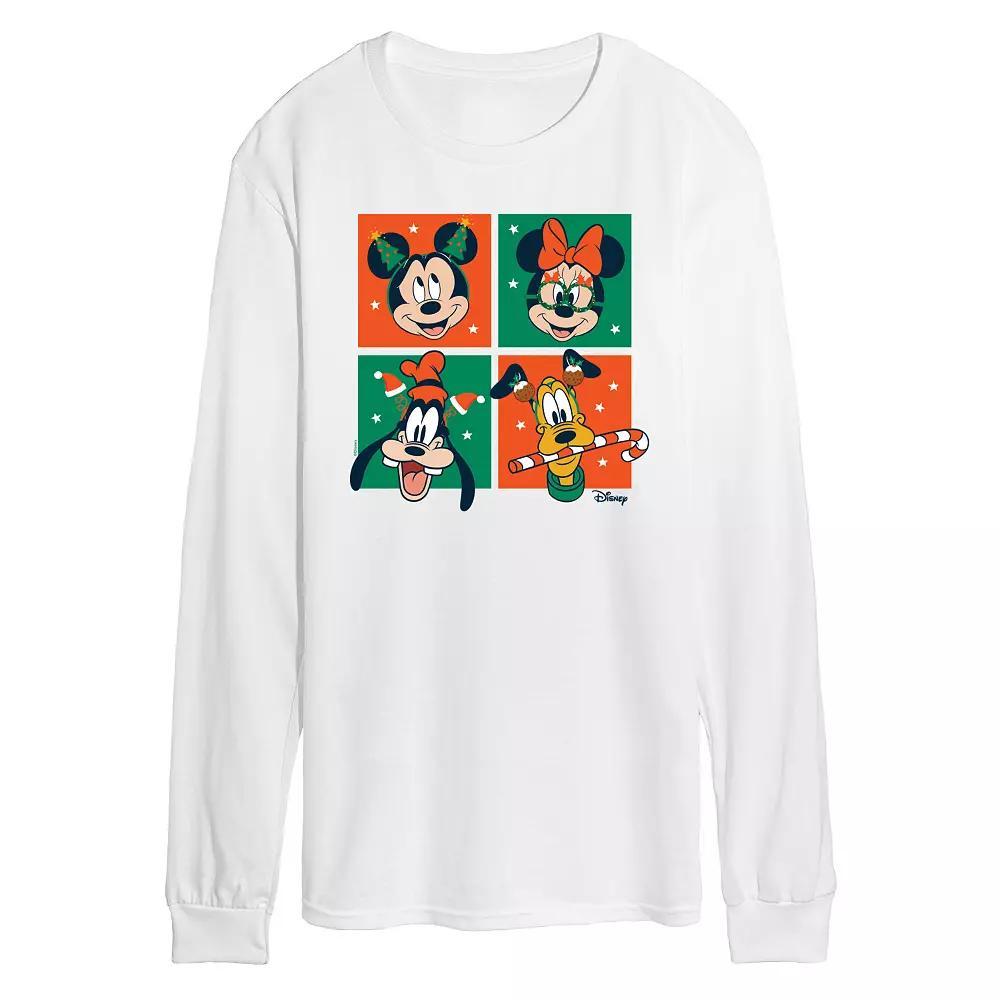 Disney's Mickey Mouse & Friends Men's Christmas Grid Long Sleeve Graphic Tee,  Product Image