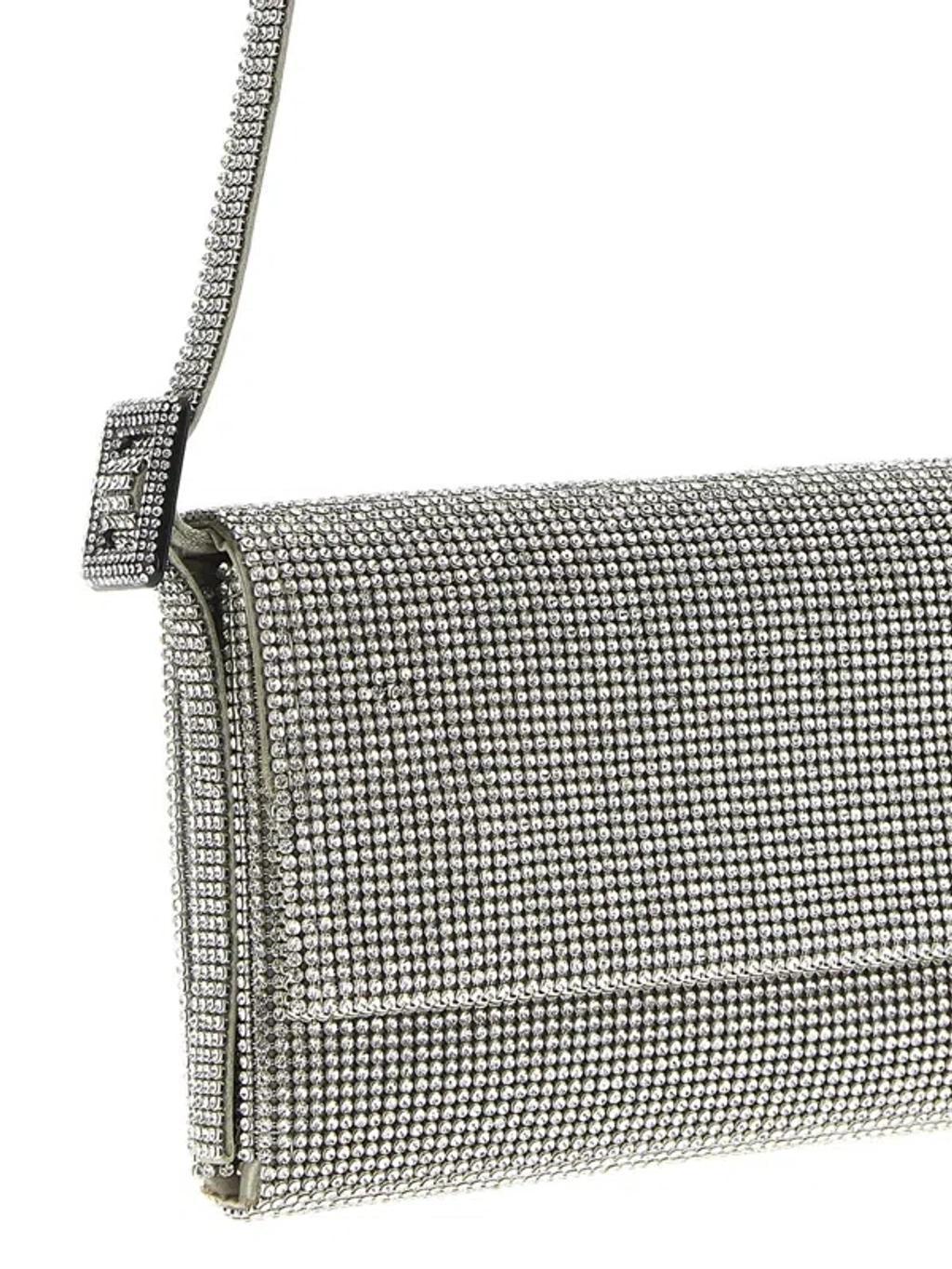 BENEDETTA BRUZZICHES Vittissima La Grande Embellished Shoulder Bag In Silver Product Image