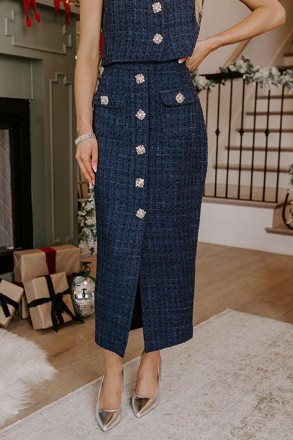 Classy Moment High Waist Tweed Midi Skirt Product Image