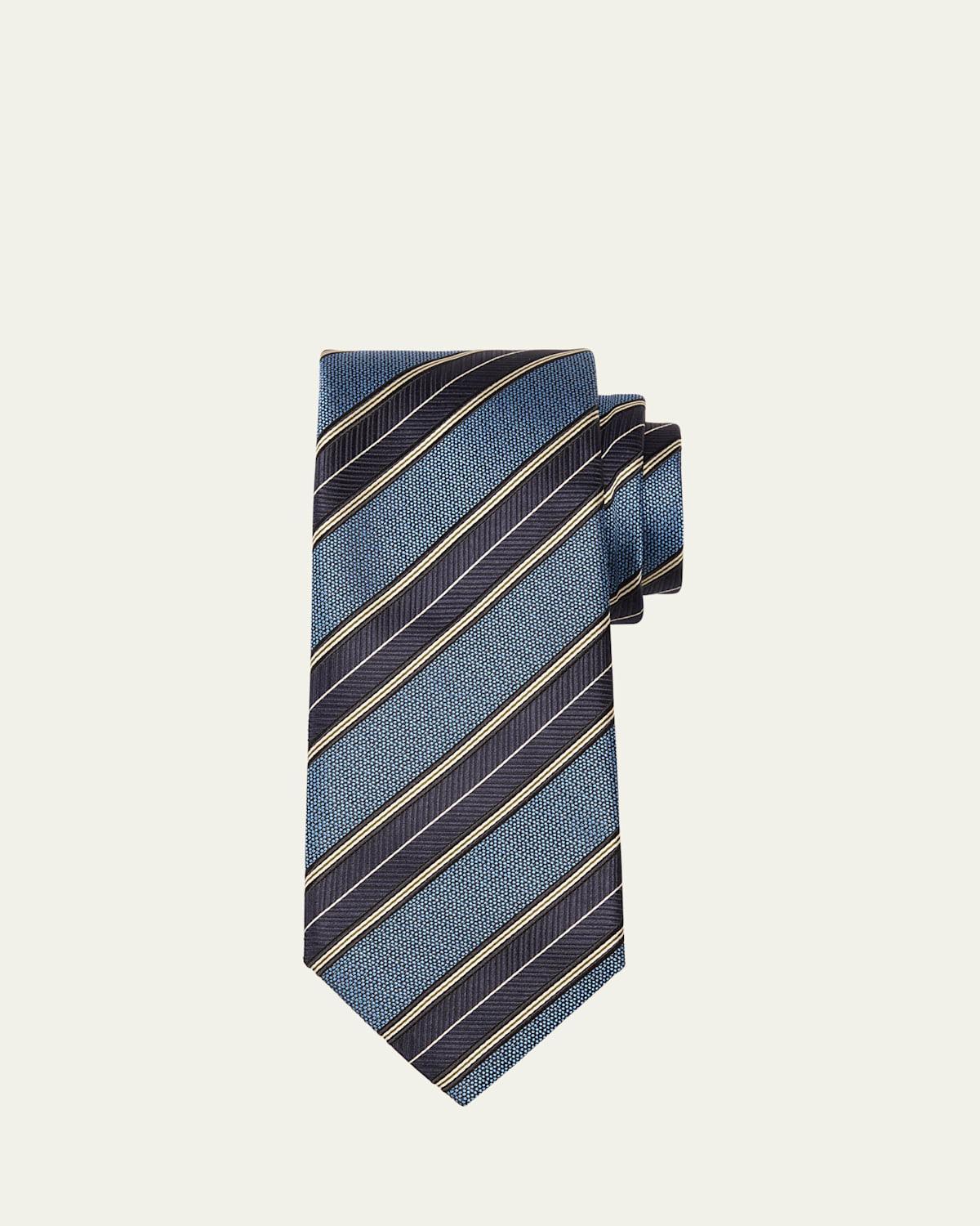 Mens Jacquard Regimental Stripe Silk Tie Product Image