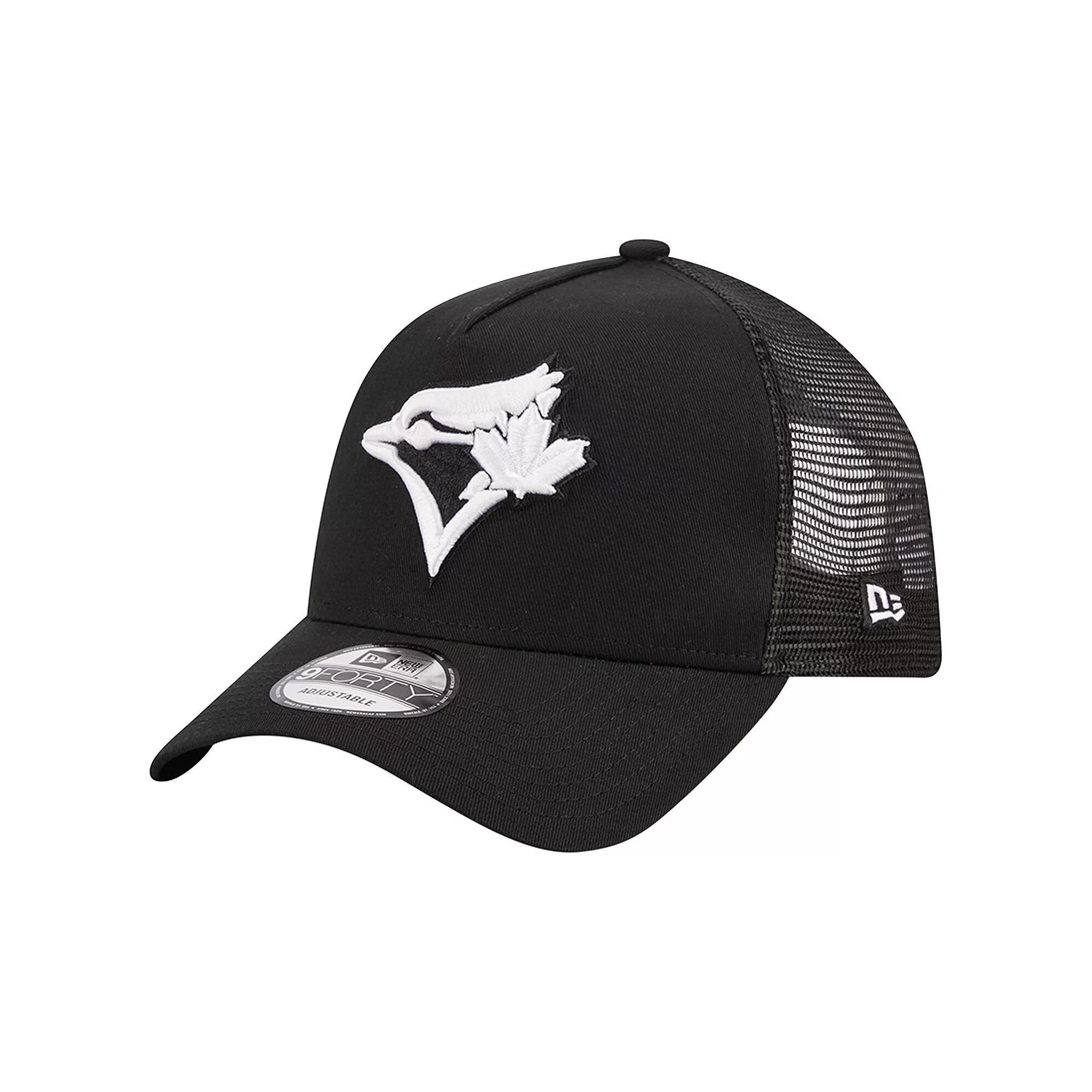 Men's New Era Black Toronto Blue Jays A-Frame 9FORTY Trucker Adjustable Hat, Jay Black Product Image