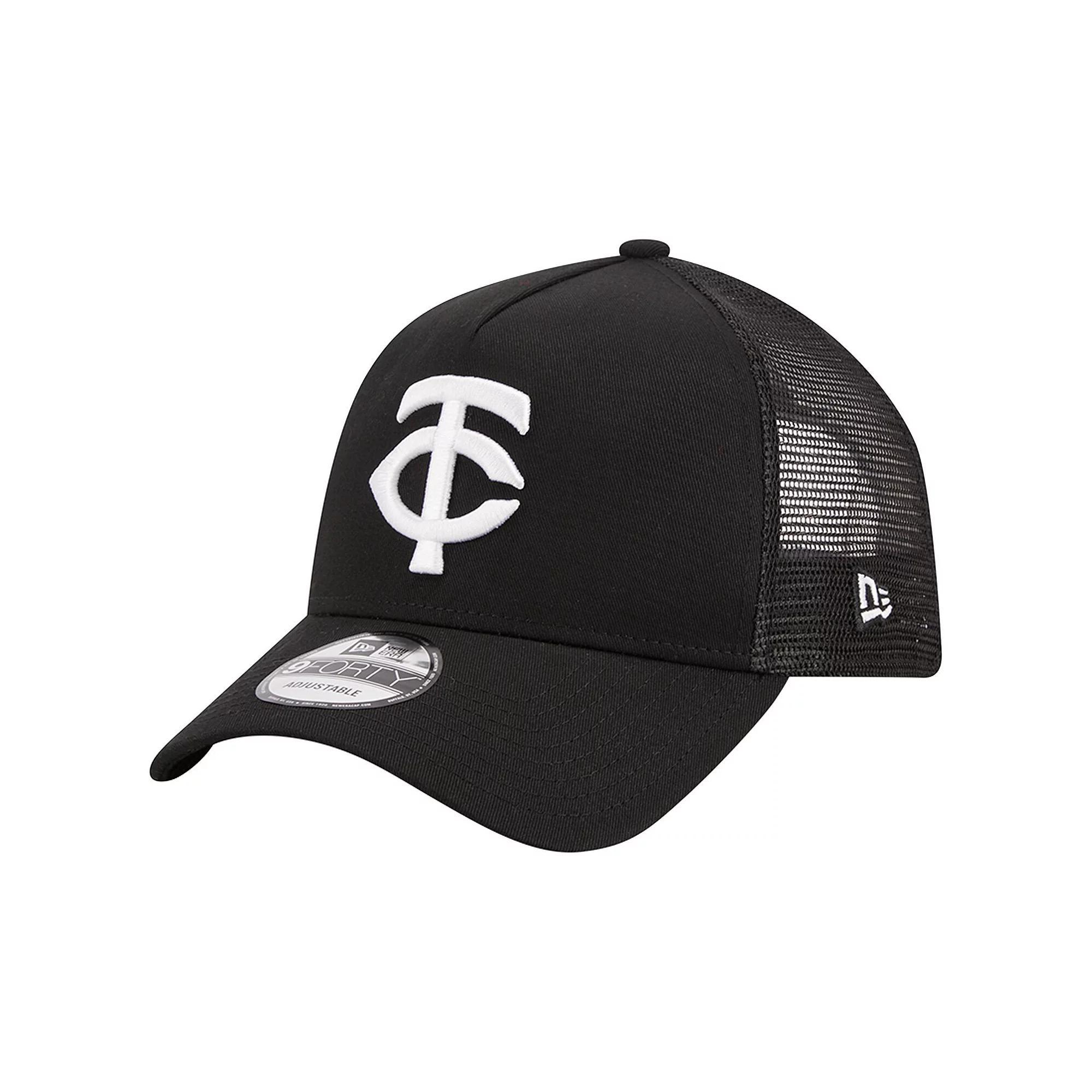 Men's New Era Black Minnesota Twins A-Frame 9FORTY Trucker Adjustable Hat Product Image