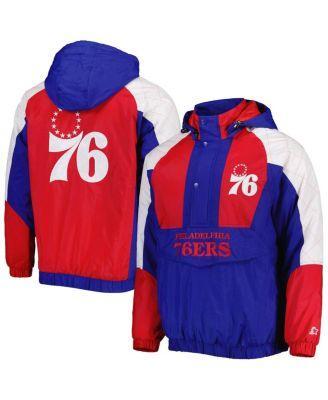 Mens Starter Royal Philadelphia 76ers Body Check Raglan Hoodie Half-Zip Jacket Product Image