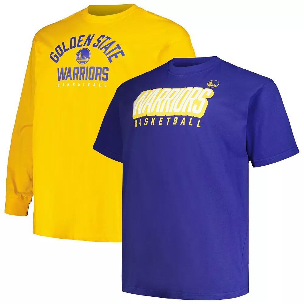 Men's Fanatics Branded Royal/Gold Golden State Warriors Big & Tall Short Sleeve & Long Sleeve T-Shirt Set, Size: 2XB, Blue Product Image