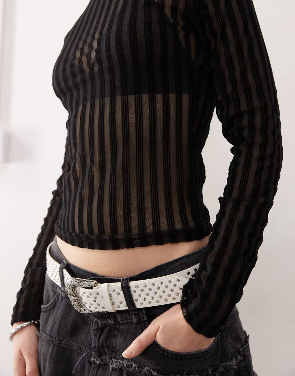 COLLUSION sheer stripe backless top Product Image