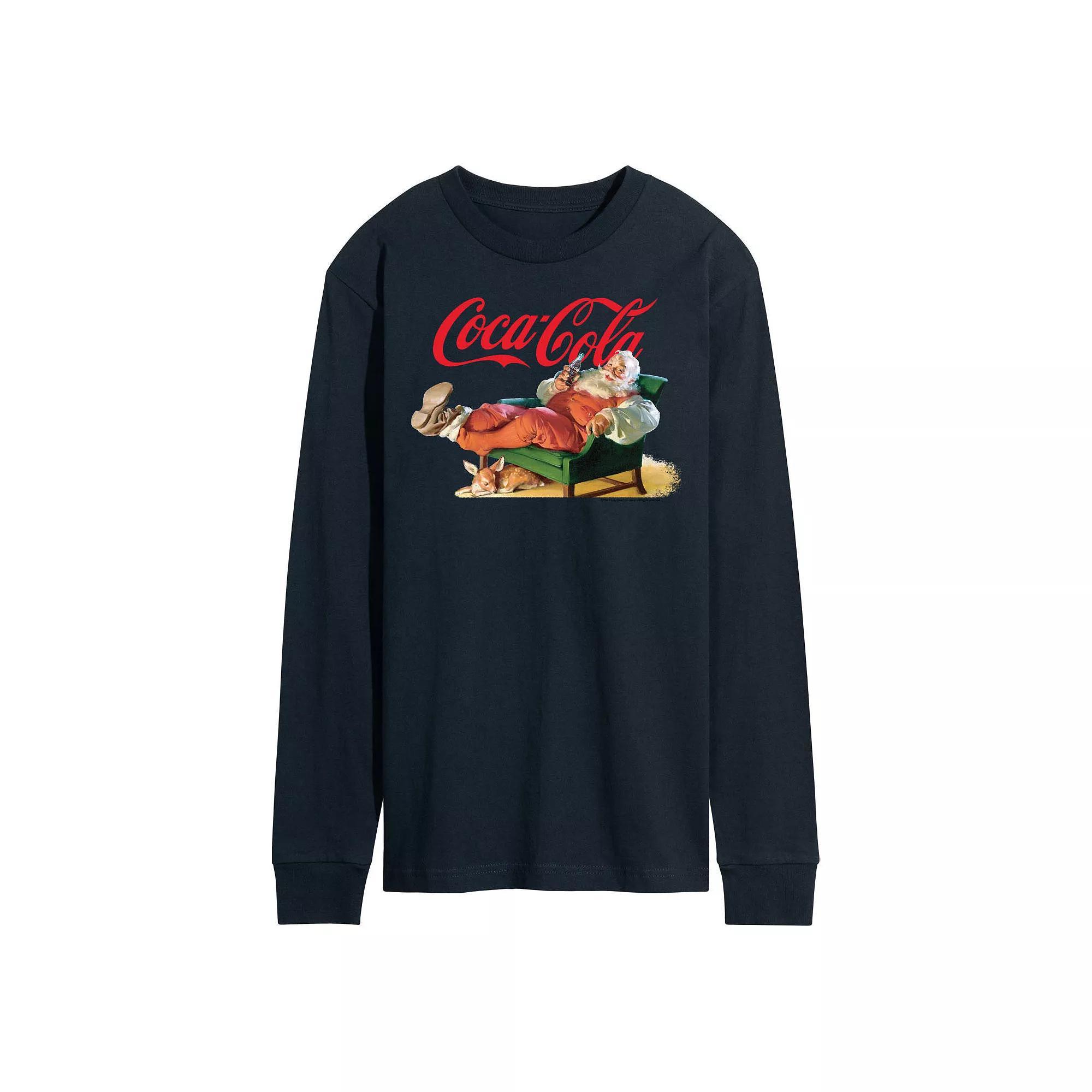 Men's CocaCola Santa Coke Long Sleeve Graphic Tee, Size: XL, Blue Product Image