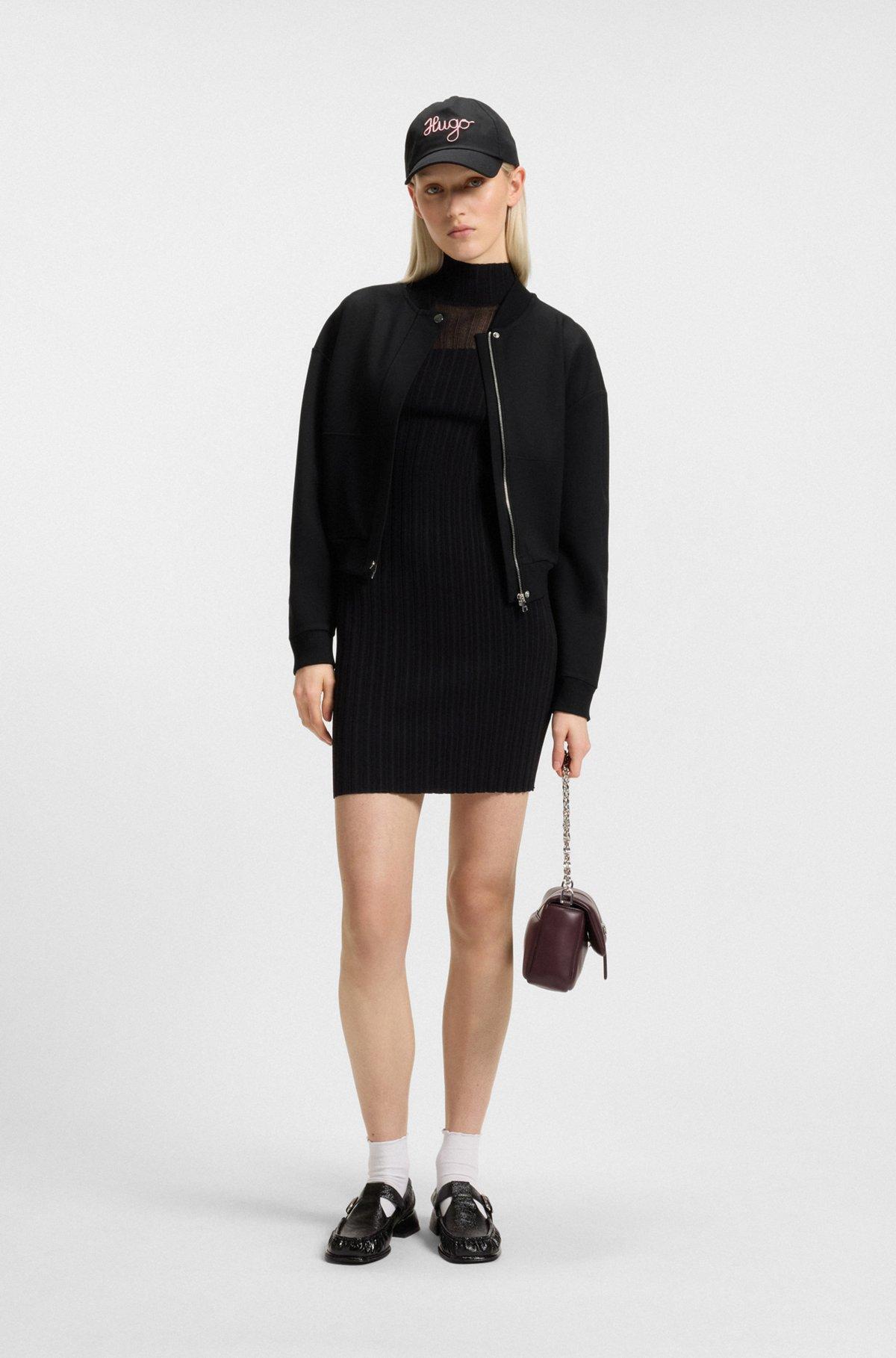 HUGO - Punto Milano jersey jacket with concealed closure - Black Product Image