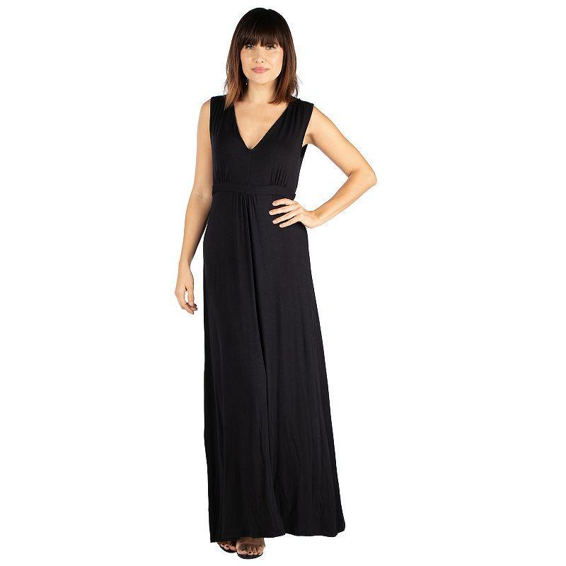 Women's 24seven Comfort Apparel V-Neck Sleeveless Maxi Dress,  Product Image