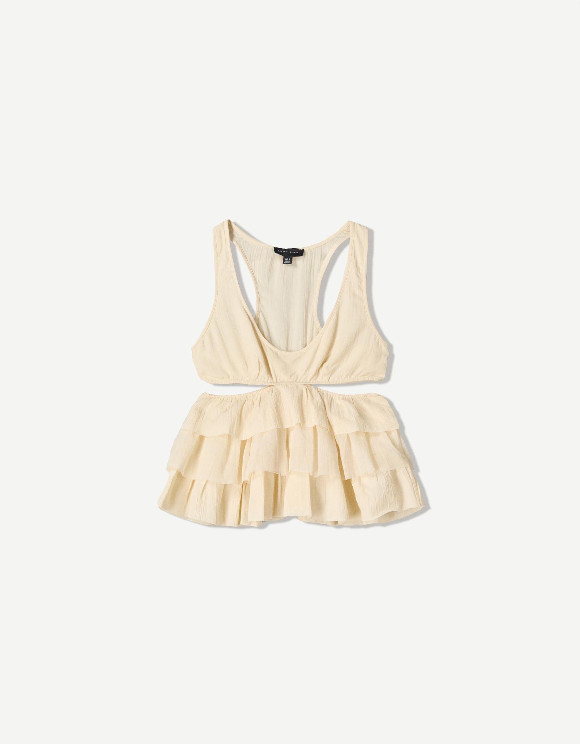 Rustic cut-out top with ruffles Product Image