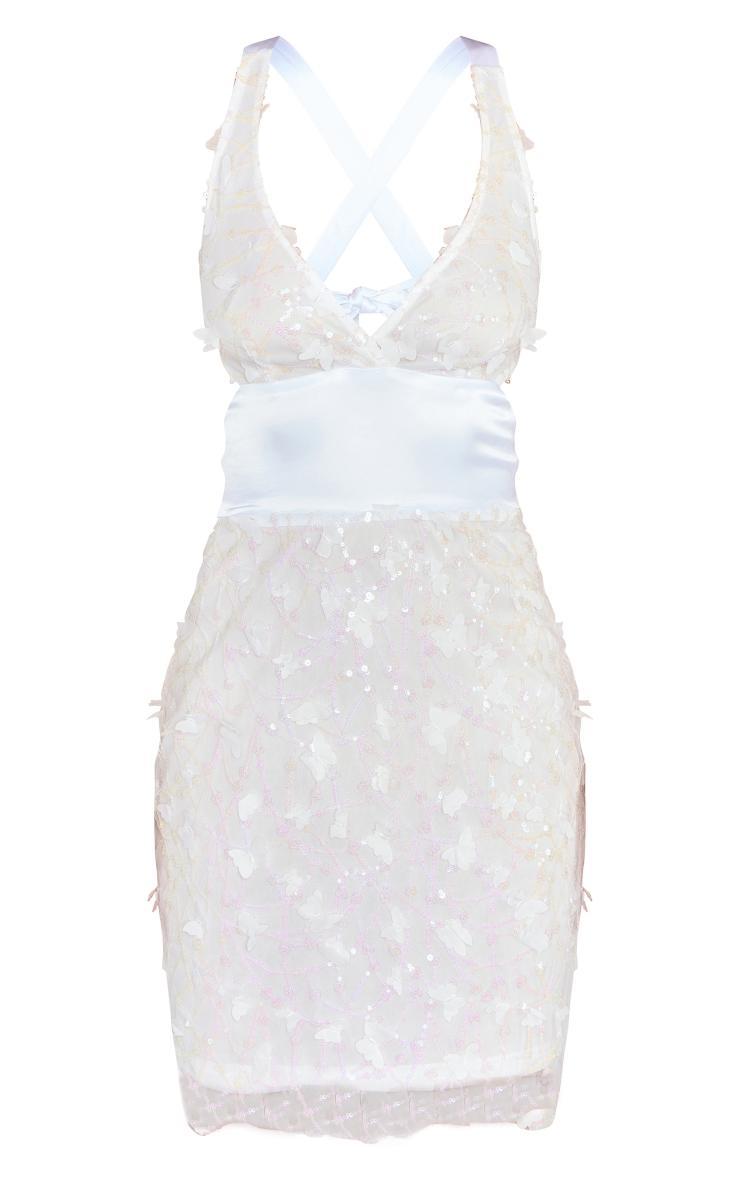 White Sequin Halter Bodycon Dress Product Image