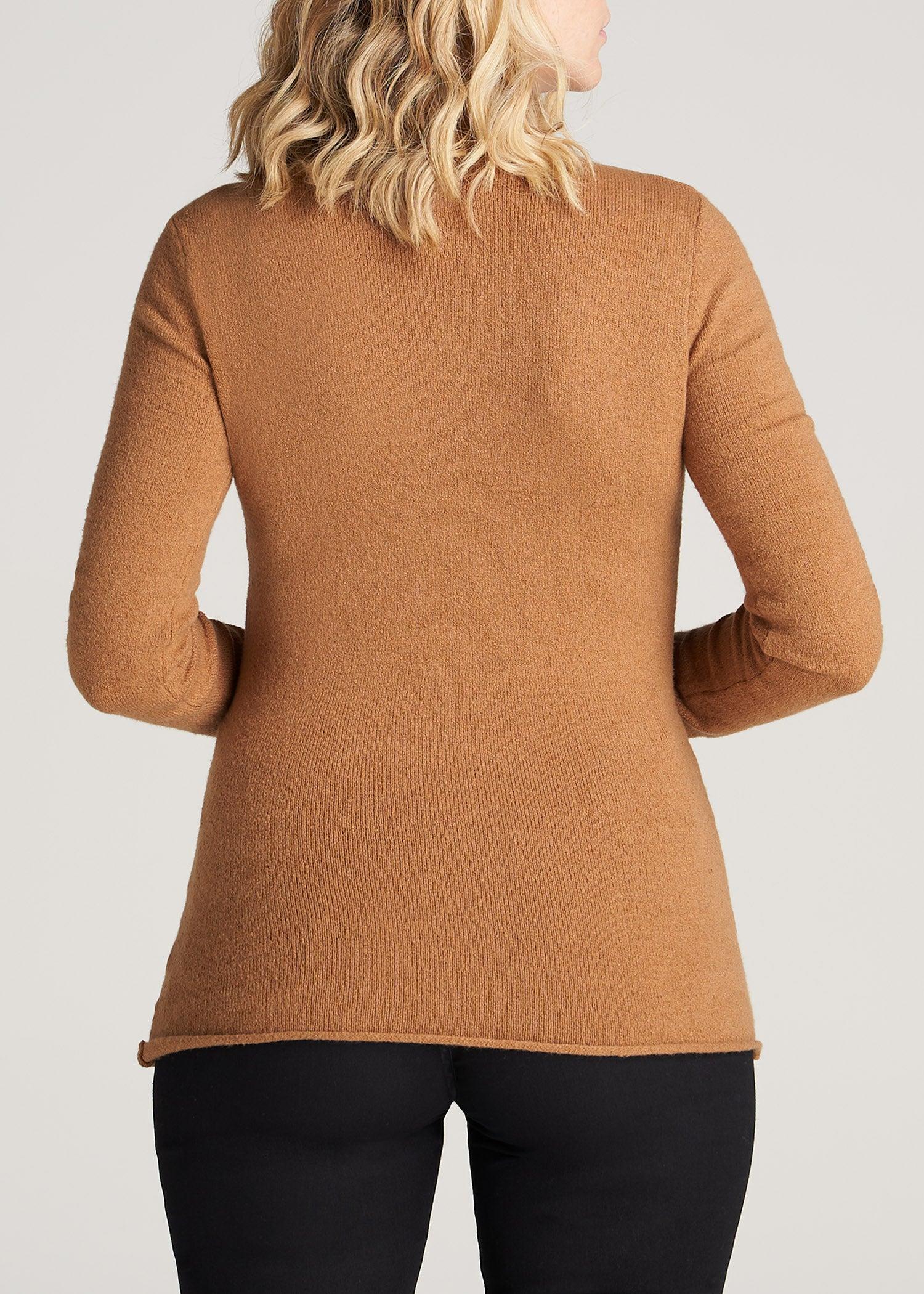 Women's Tall Rolled Mock Neck Sweater in Caramel Female Product Image