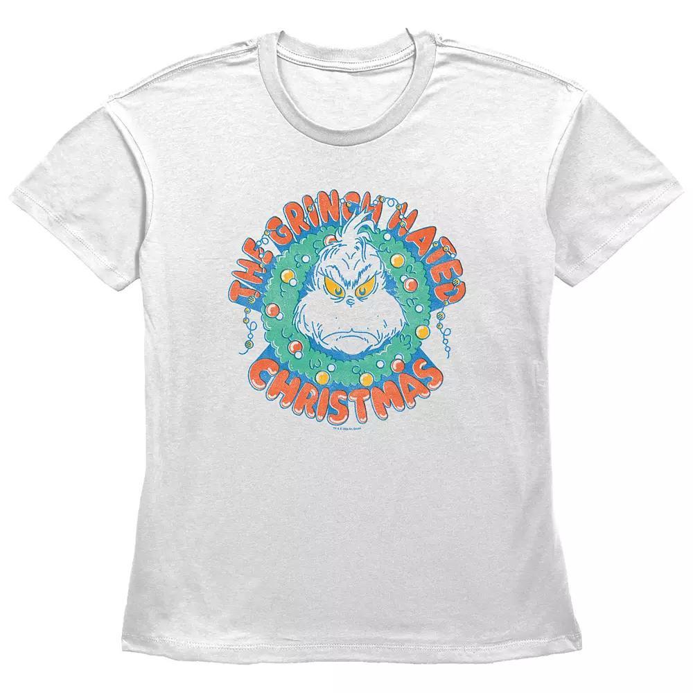 Women's Dr. Seuss The Grinch Hated Christmas Wreath Graphic Tee,  Product Image