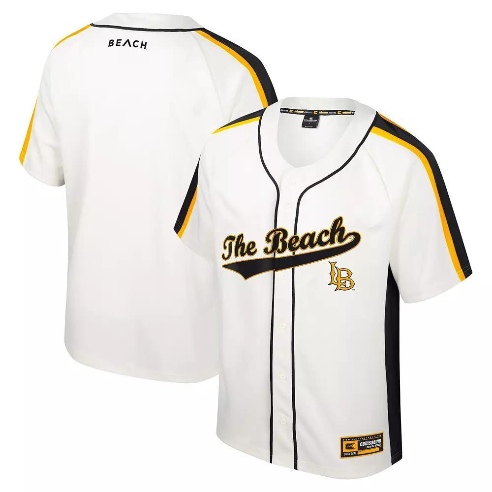 Men's Colosseum Cream Cal State Long Beach The Beach Ruth Button-Up Baseball Jersey,  Product Image