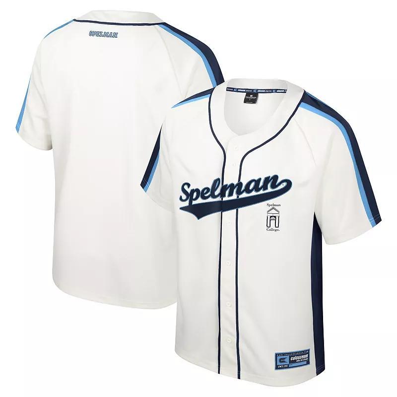 Mens Colosseum Cream Spelman College Jaguars Ruth Button-Up Baseball Jersey Product Image