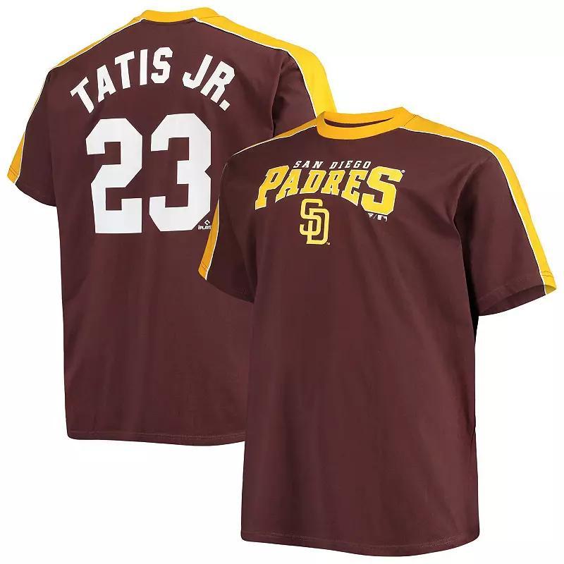 Men's Fernando Tatis Jr. Brown/Gold San Diego Padres Big & Tall Fashion Piping Player T-Shirt, Size: 5XLT Product Image