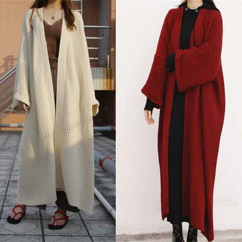 Plain Maxi Open Front Cardigan Product Image