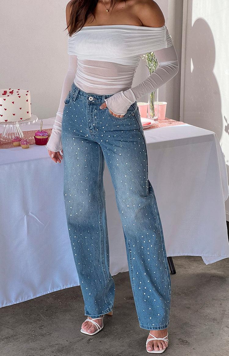 Sparks Mid Wash Denim Straight Leg Jeans Product Image