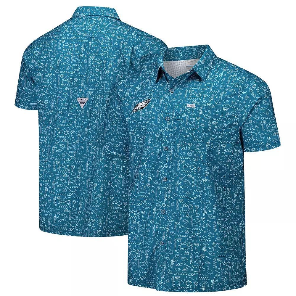 Men's Columbia PFG Green Philadelphia Eagles Super Slack Tide Omni-Wick Button-Up Shirt, Size: Medium Product Image