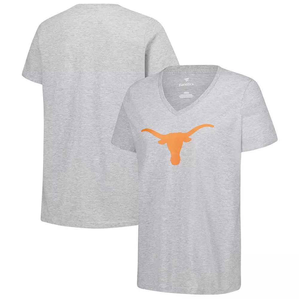 Women's Fanatics Gray Texas Longhorns Primary Logo V-Neck T-Shirt, Size: XL, Grey Product Image