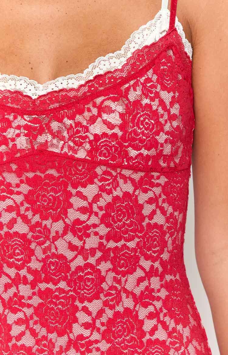 Kata Red Lace Maxi Dress Product Image