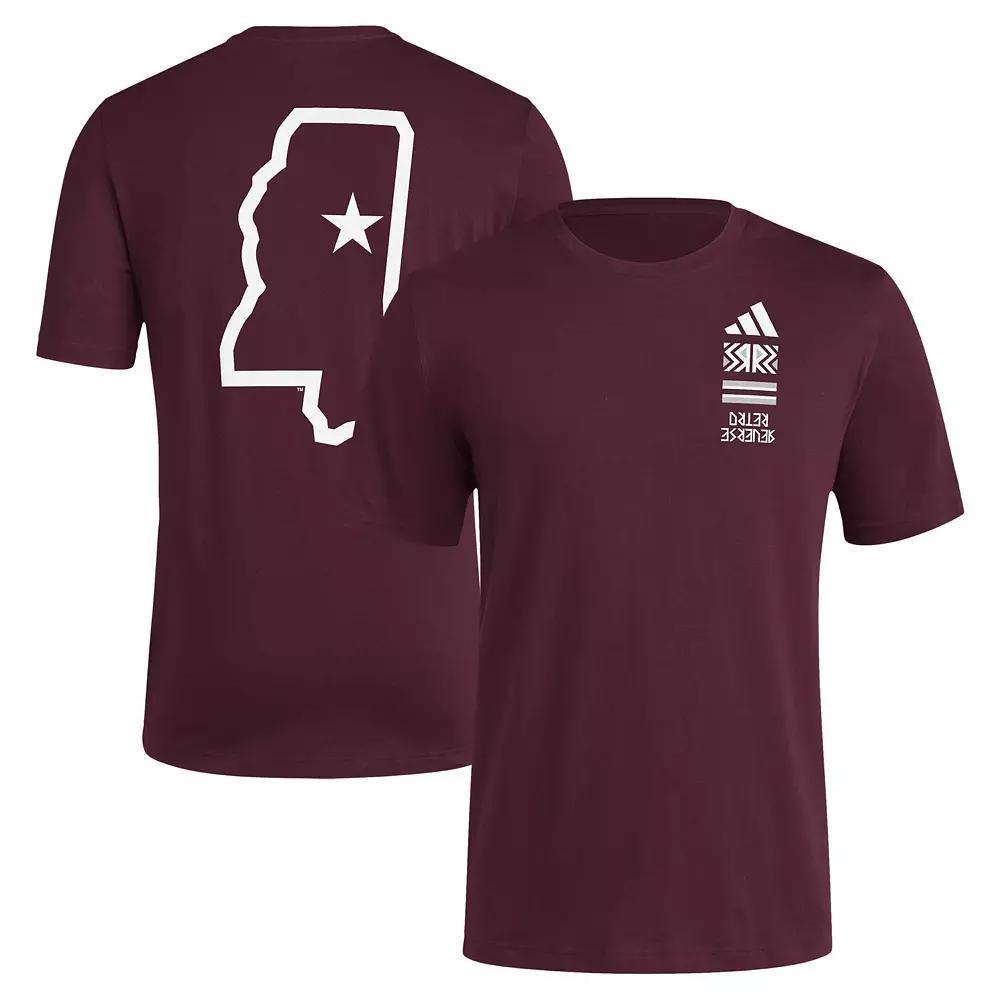 Men's adidas Maroon Mississippi State Bulldogs Reverse Retro Baseball 2 Hit T-Shirt, Size: Large, Mst Red Product Image