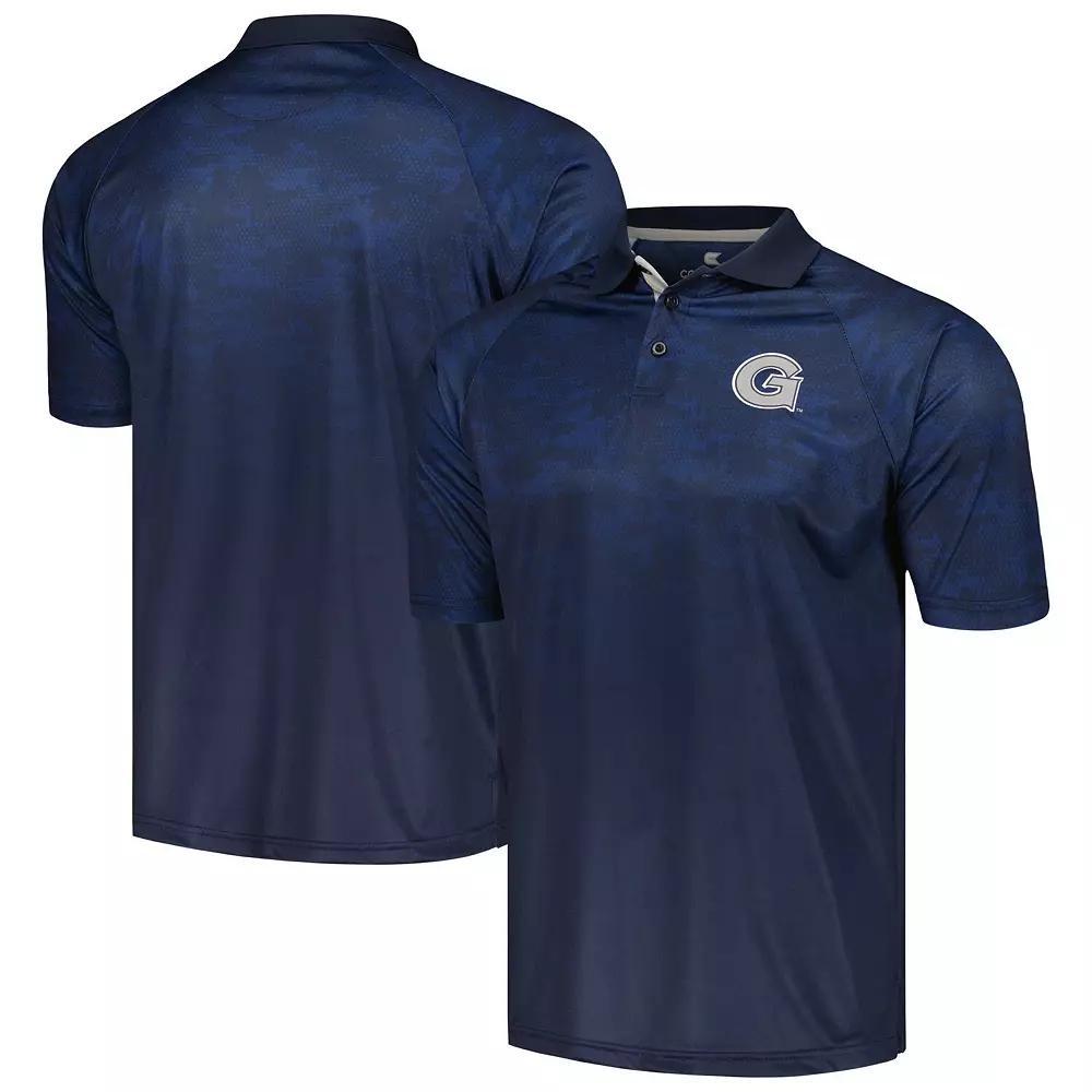 Men's Colosseum Navy Georgetown Hoyas Honeycomb Raglan Polo,  Product Image
