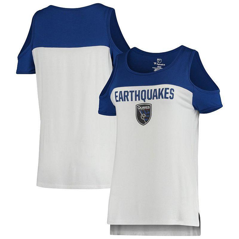 Womens Fanatics Branded White San Jose Earthquakes Iconic Pure Dedication Cold Shoulder T-Shirt Product Image