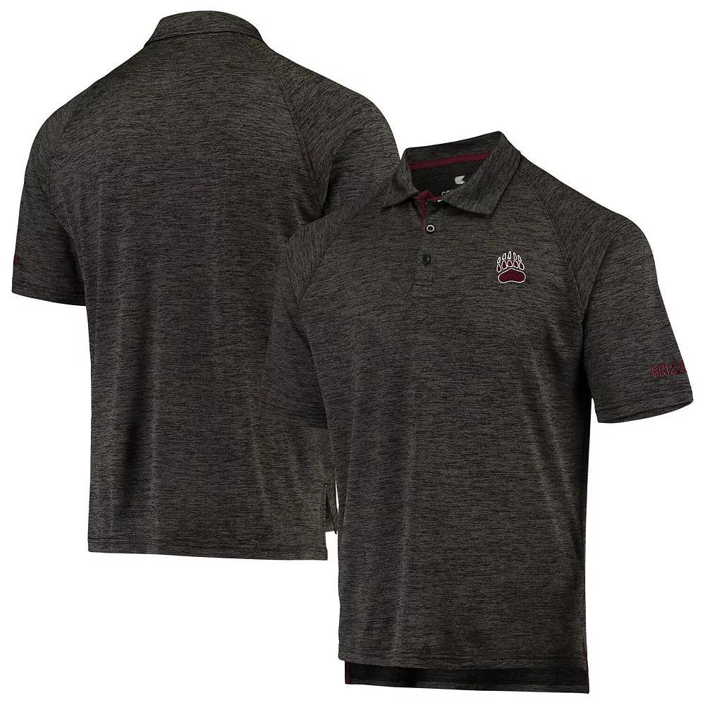 Men's Colosseum Heathered Black Montana Grizzlies Down Swing Raglan Polo,  Product Image