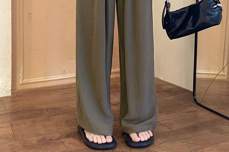 High Waist Plain Wide Leg Pants Product Image