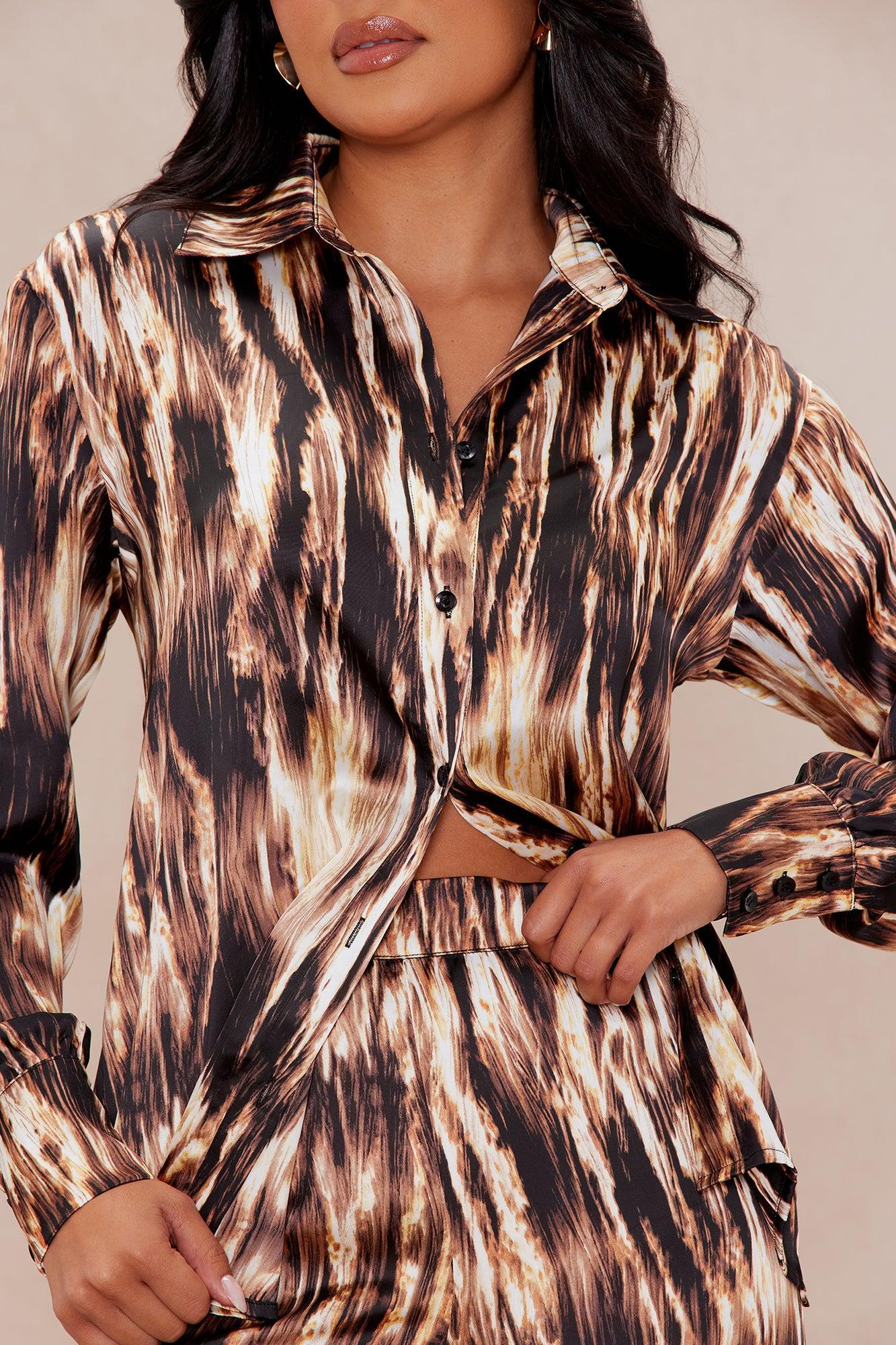 Kamiko Satin Pant Set - Brown/combo Product Image