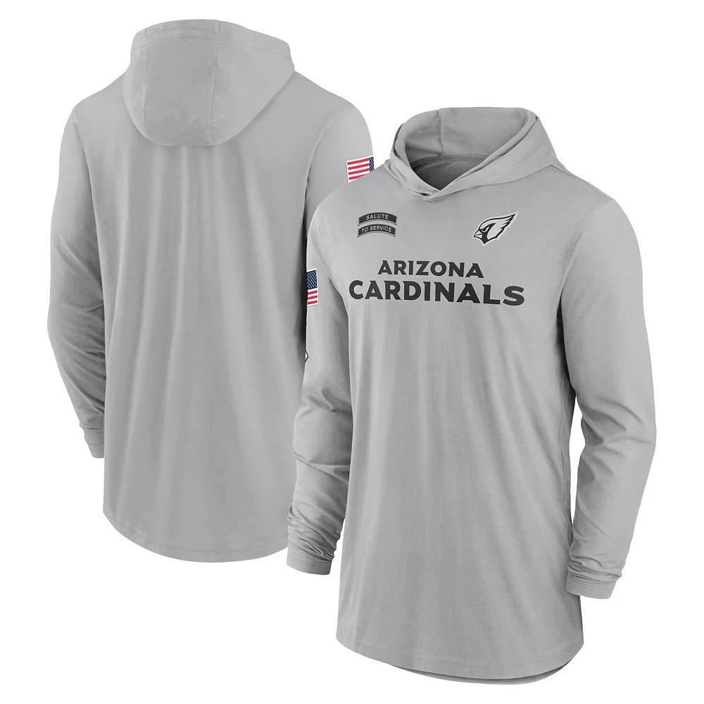 Men's Nike Gray Arizona Cardinals 2024 Salute to Service Lightweight Performance Long Sleeve Hooded T-Shirt, Size: Medium, Grey Product Image
