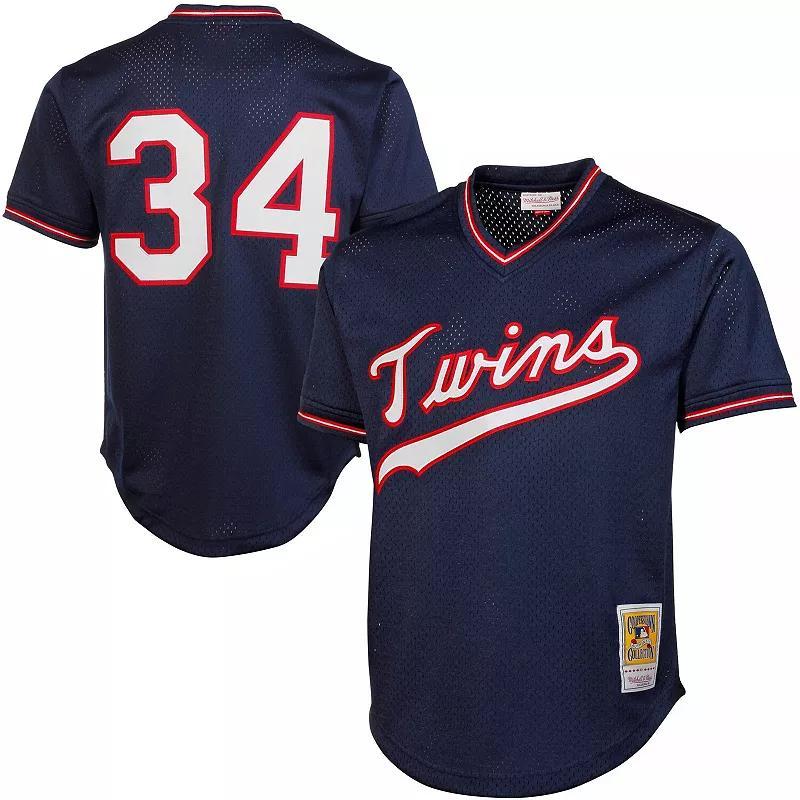 Mens Mitchell & Ness Kirby Puckett Minnesota Twins 1985 Authentic Cooperstown Collection Mesh Batting Practice Jersey Blue Product Image