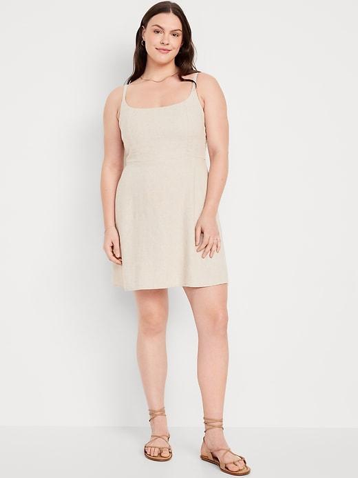 Fit & Flare Linen-Blend Mini Dress Product Image